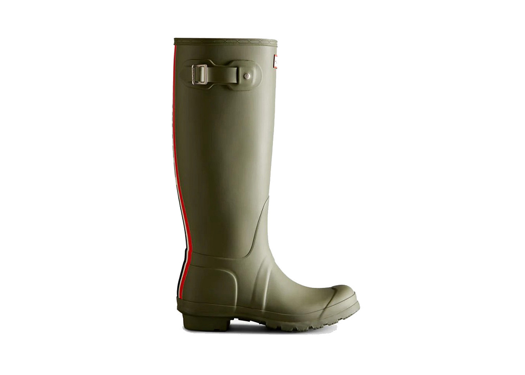 Green tall hunter rain boots