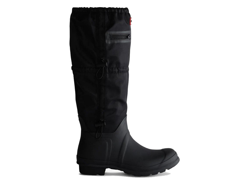 Tall black packable hunter boots