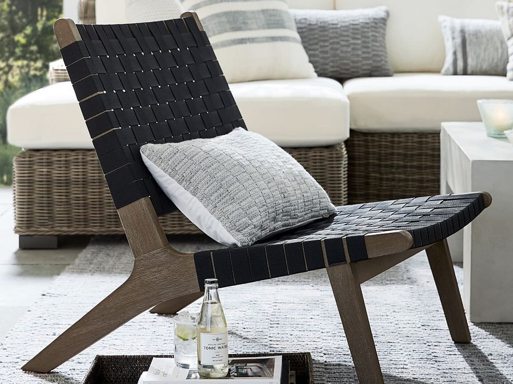 Abbott Indoor/Outdoor FSC Acacia Woven lounge chair, grey wash